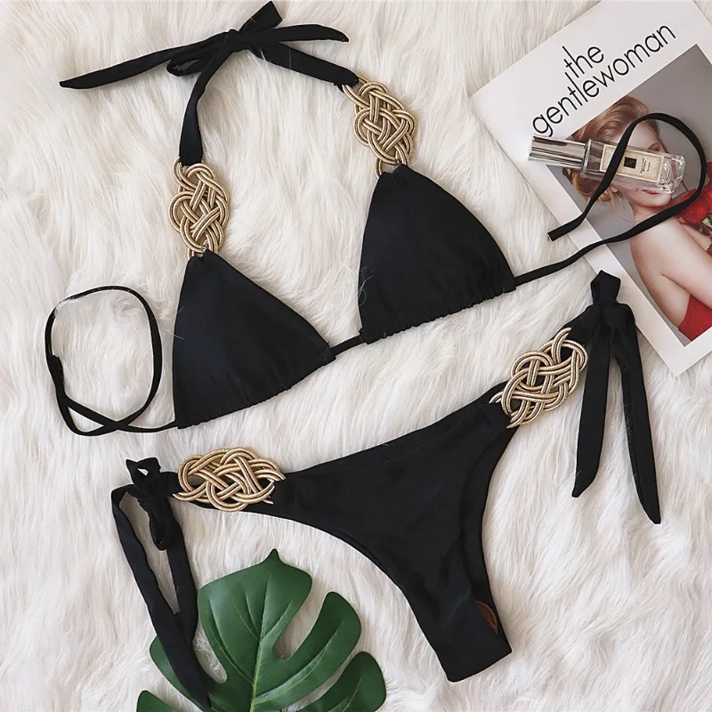 Women's Two Piece Shiny Diamond Bikini Set Sexy Tankini Bra Swimsuit Bikini Bathing Suit