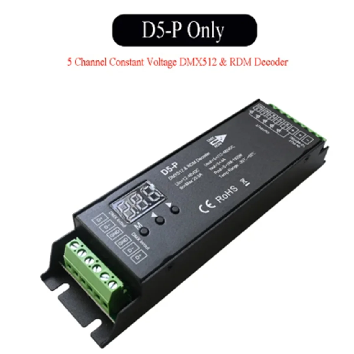 RDM 디지털 디스플레이 DMX 디코더, DMX512 조광기 드라이버, PWM RGBCCT LED 컨트롤러, LED 모듈 조명, 5 채널