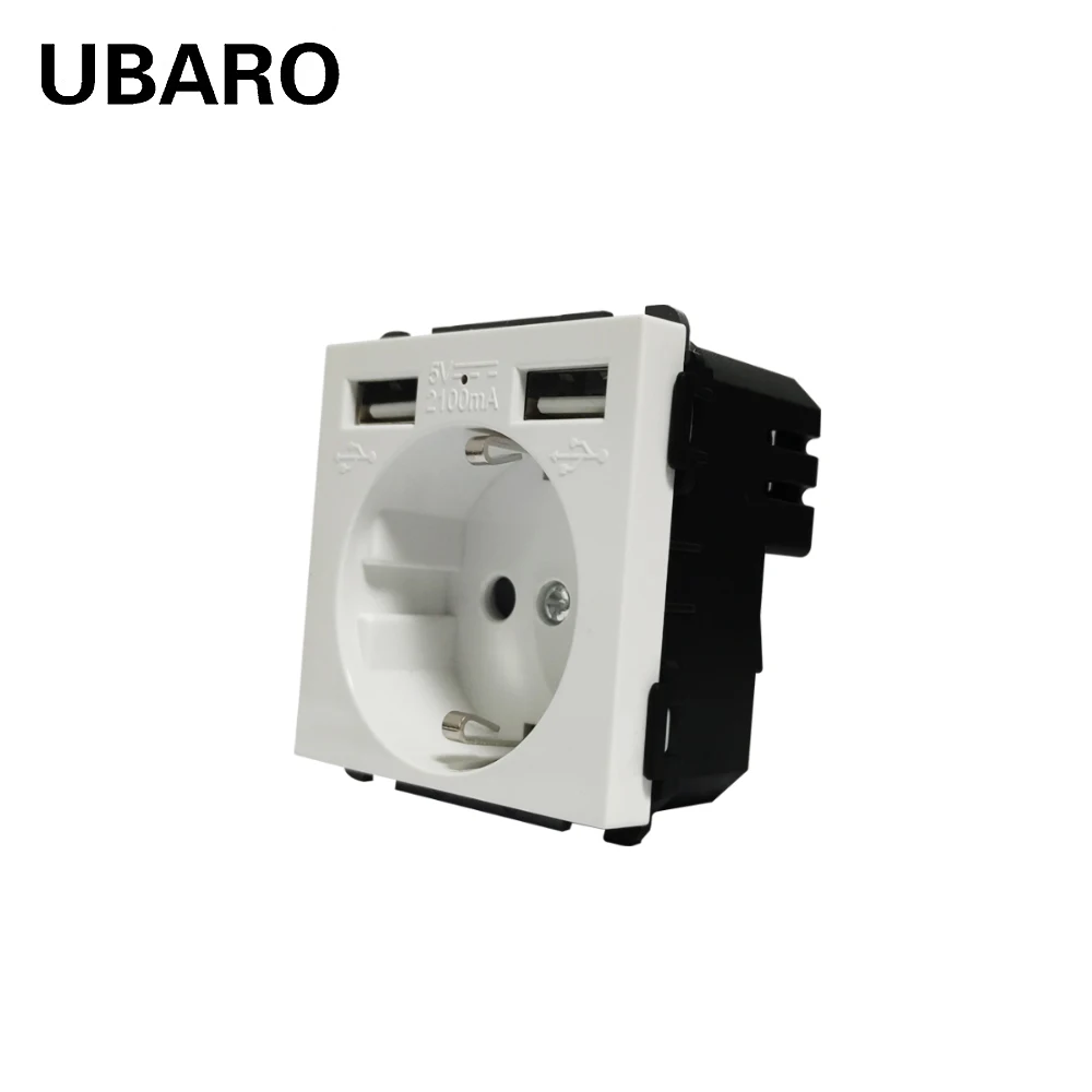 UBARO 유로 표준 DIY 설치 팝 소켓 USB Type-C 플러그(강화 유리 프레임 포함) 흰색 검정색 액세서리 홈 개선..