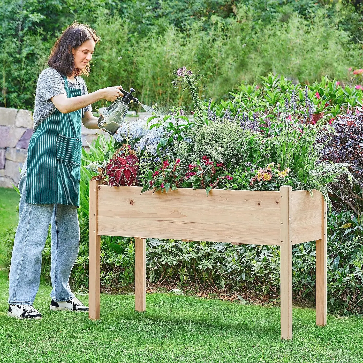 Elevated wooden planter box photo 2