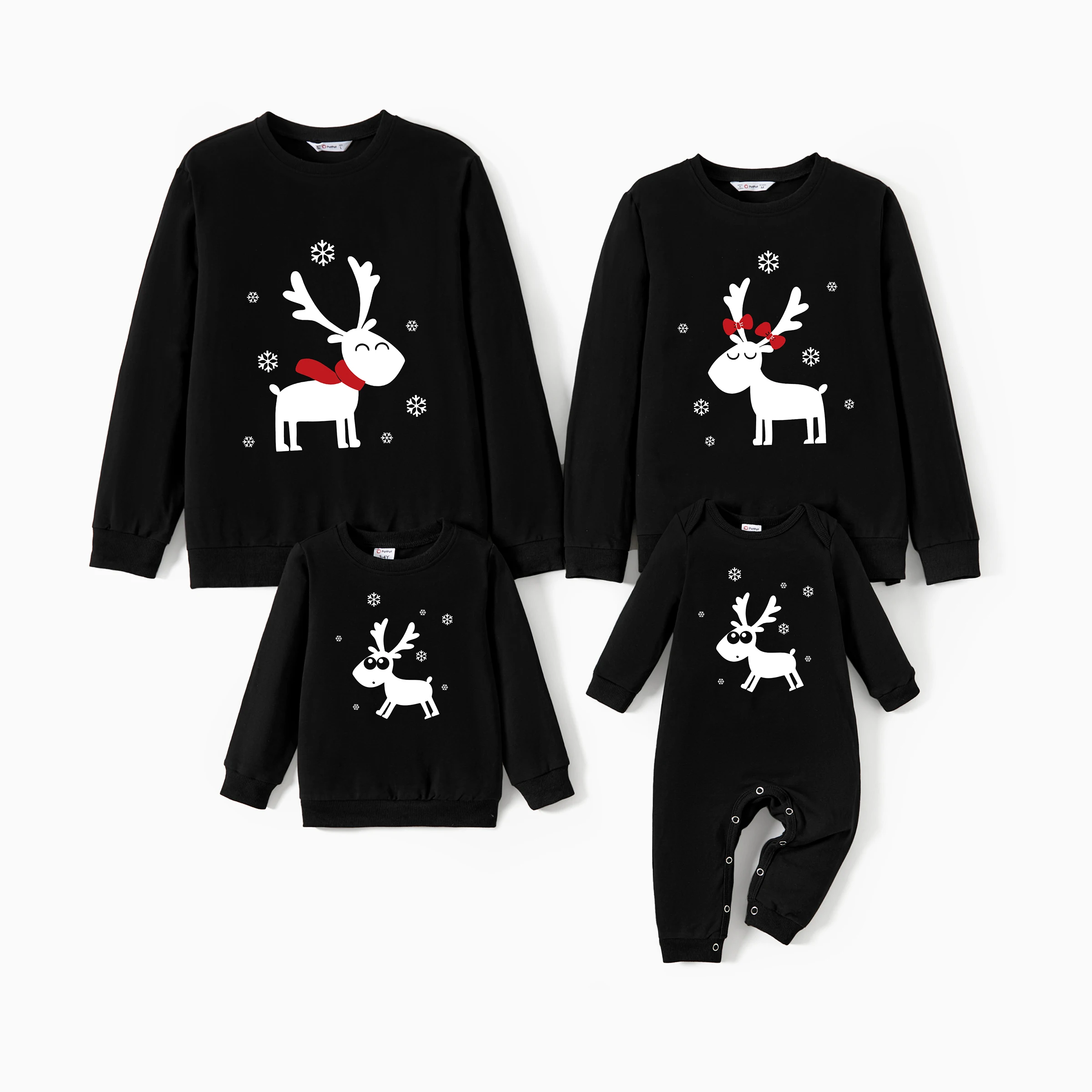 thumbnail image 2 of Camisetas navideñas PatPat con mangas largas a juego para toda la familia y un lindo reno gráfico, 2 of 5