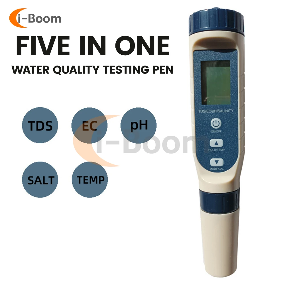 

TDS EC PH Salinity Meter Temperature Tester Pen Multifunctional Digital Water Quality Tester For Water Purity TEMP PPM PH Tester
