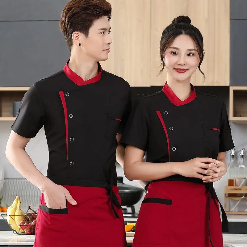 

Restaurant Chef Jacket Top Long short Sleeve Hotel Cafe Kitchen Work Wear Bakery Cooking Tops Fast Food Chef Uniform for men