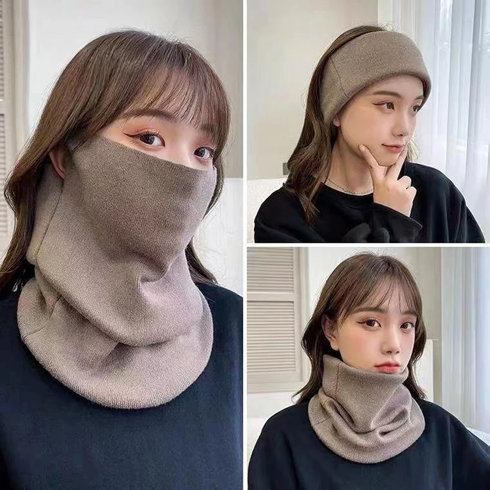 

Solid Warm Cold-proof Scarves Hanging Ear Mask Scarf Windproof Multi-functional Face Neck Warmer Outdoor Sports Thick Headscarf