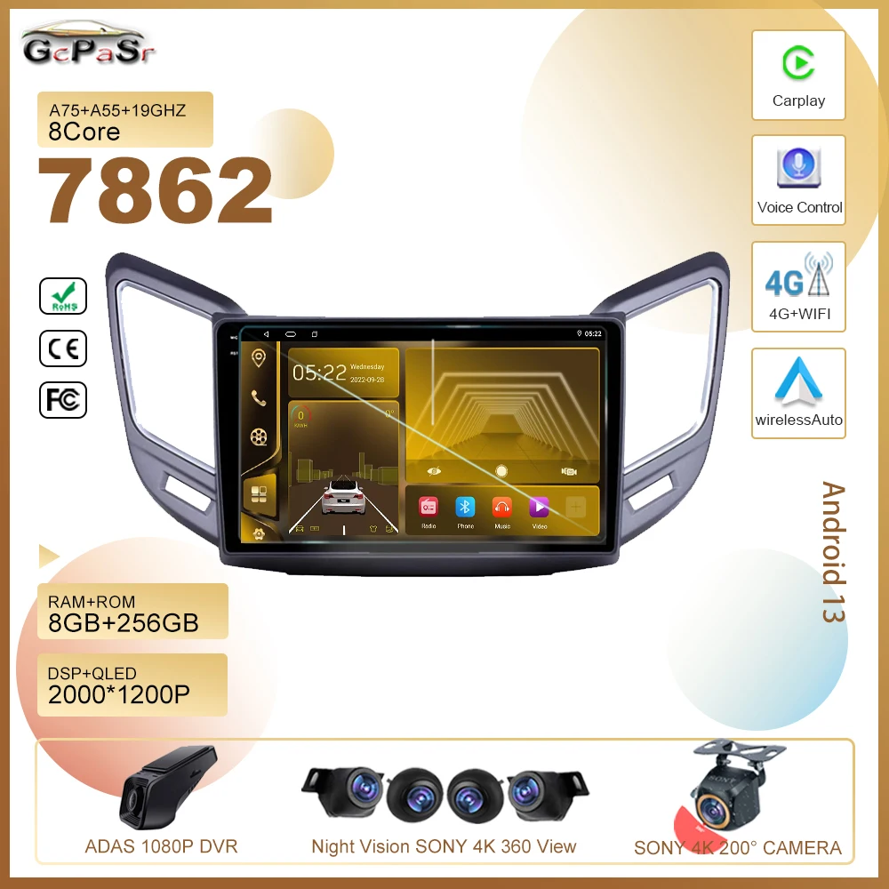 

Автомобильный мультимедийный плеер с Android 13 для Changan CS15 2016-2020, автомобильное радио, стерео, мультимедийный плеер с GPS-навигацией, высокопроизводительный процессор HDR QLED