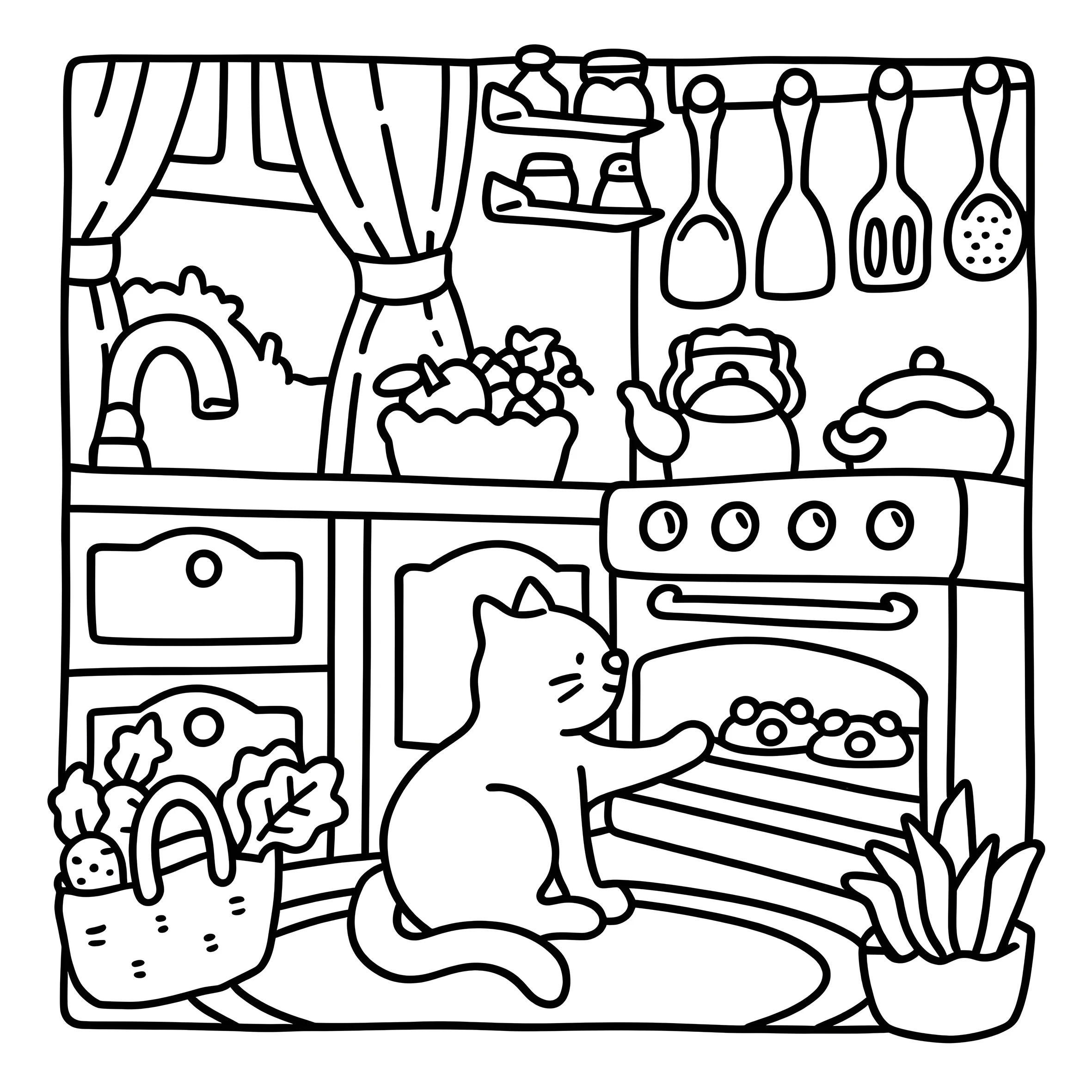 CAT MOMENTS Bold-easy Patterns Coloring Book for Adults Cute Drawing Book Perfect Gift for Party and Birthday 5