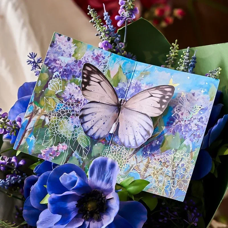 Greeting Cards New Fantasy Butterfly Birthday Christmas Card 3D Pop-up Greeting Cards Set Postcard Party Wedding Decor Creative Gifts Cards