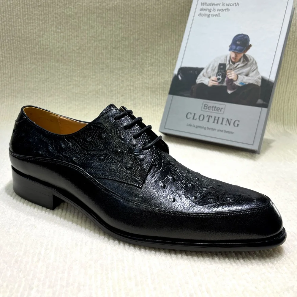 Luxus Lace-Up Herren Kleid Schuhe Aus Echtem Leder Formale Oxford Komfortable Büro Arbeit Business Schuhe Männliche Wohnungen – Detail 9