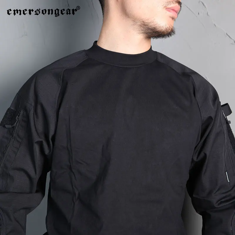 Emersongear 전술 전투 셔츠, 긴 소매 카모플라주 티셔츠, 남성 야외 사냥 티셔츠, 하이킹 의류, EM8518 BK