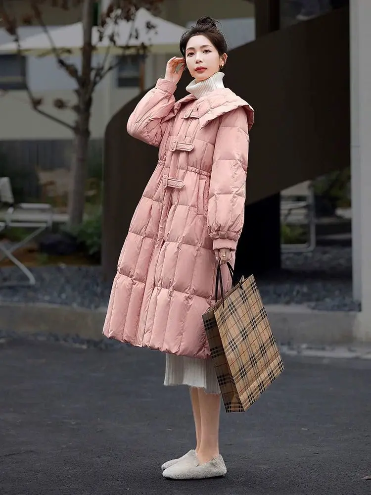 Baby Collar Down Jacket Women Winter Quilted Jacket Warm High End Chic Women's Clothing Button Long Sleeve Outerwear Pink Black