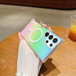 Gradient Aurora Rainbow Laser Magnetic Magsafe Case - Colorful Cover - Galaxy S23 Ultra (Colorful)