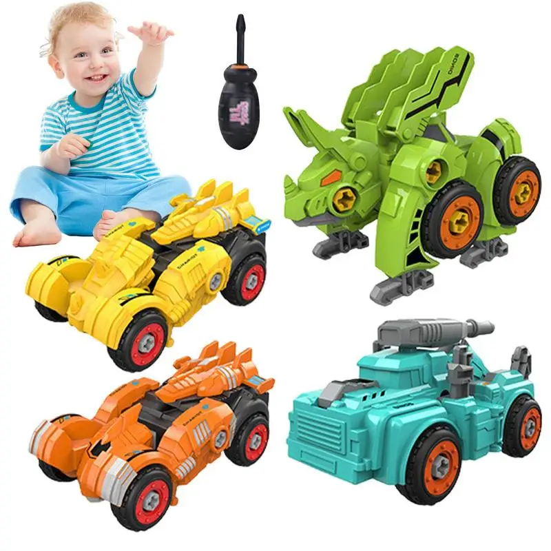 Dinosaur Transforming Car Toy Burrs-Free Early Educational Toy For Home Park Kindergarten And School Assemble Transforming Toys