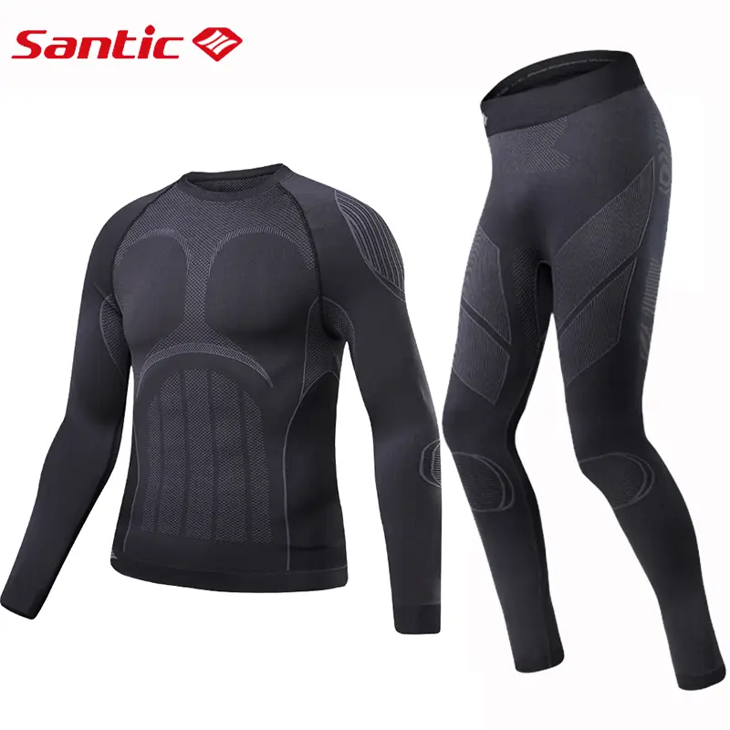 Santic Men Cycling Thermal Underwear Bike Sets Winter Keep Warm Bicycle Base Layers Sports Running Long Sleeve Cycling Suit