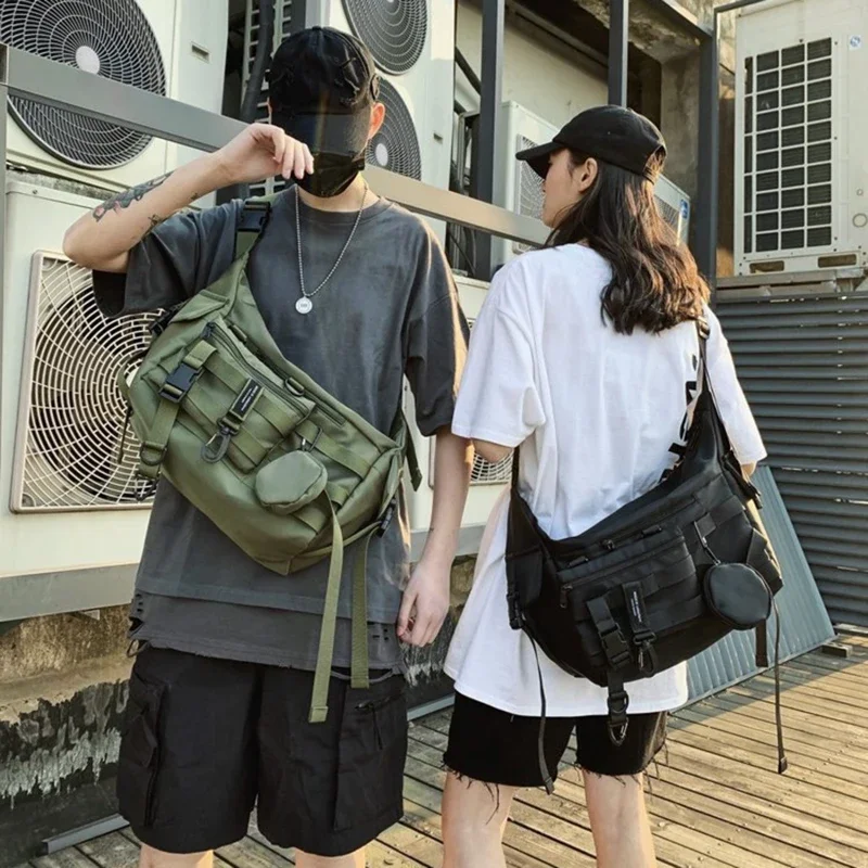New Fashion Gothic Style Postman Bag Multi Functional Men's Handbag Versatile Hip Hop Crossbody Bags Women's  Workwear Bag