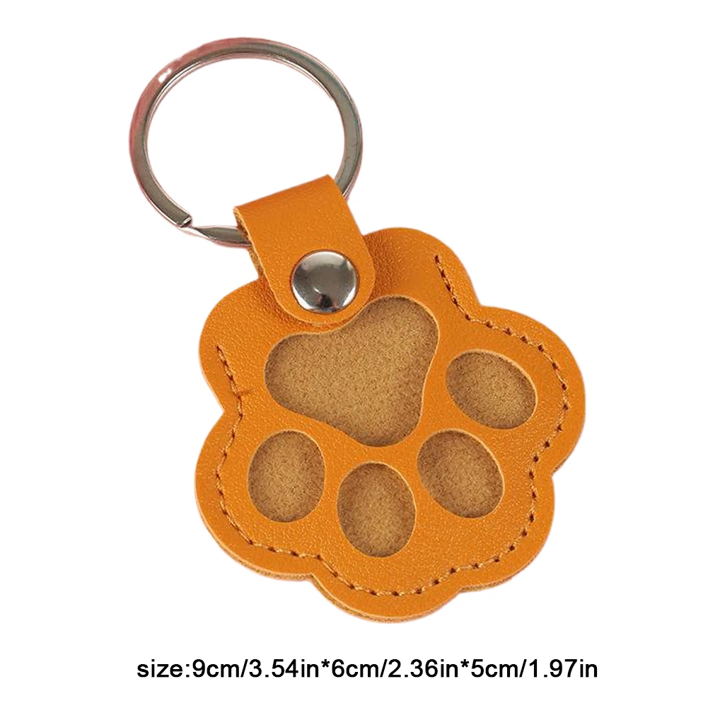 Pet Hair Storage Bag PU Pet Memorial Keychain Cute Paw-Shaped Memorial Charm for Keyrings Bags and Personal Mementos