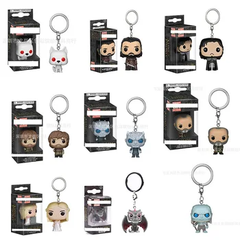 FUNKO POP 왕좌의 게임 키체인 액션 피규어, 데너리스 피규어, 타르가르옌 존 스노우 티리온, 아리아 스타크, 고스트, 드래곤 키링 선물