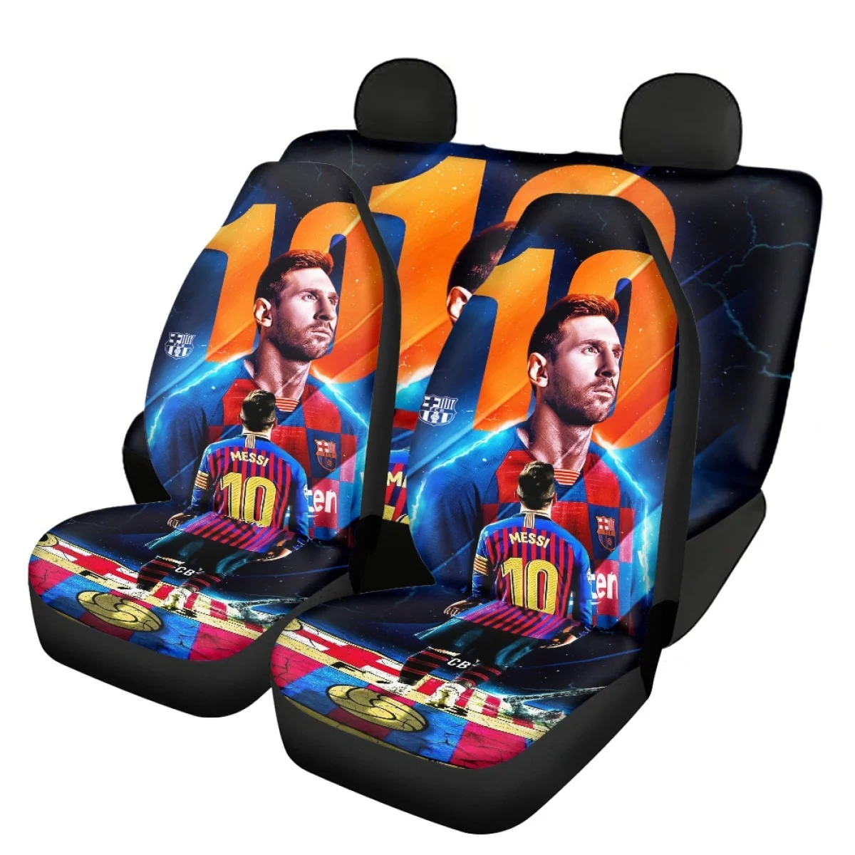 

INSTANTARTS Gradient Argentina Football Champion Printed Easy Clean Front&Rear Vehicle Seat Covers Set Durable Car Seat Cushion