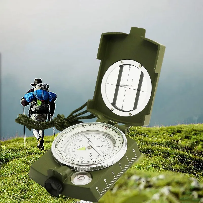 Tactical Survival Military Compass Waterproof Durable Pocket-sized Transmission Aiming for Hiking