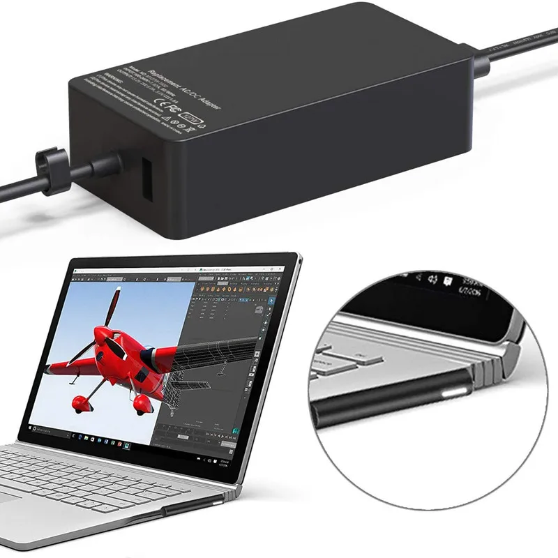 For Microsoft Surface Book3/2 1932 Charger 127W 15V 8A Surface Pro9/8/7/6 Laptop4/3/2 Go3/2 Power Adapter Supply Compatible with 4