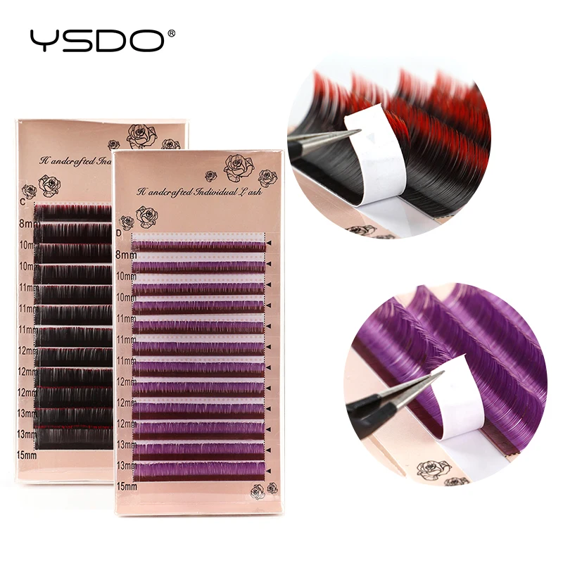 Mink Faux Individual Colorful Eyelashes Extension C D Curl