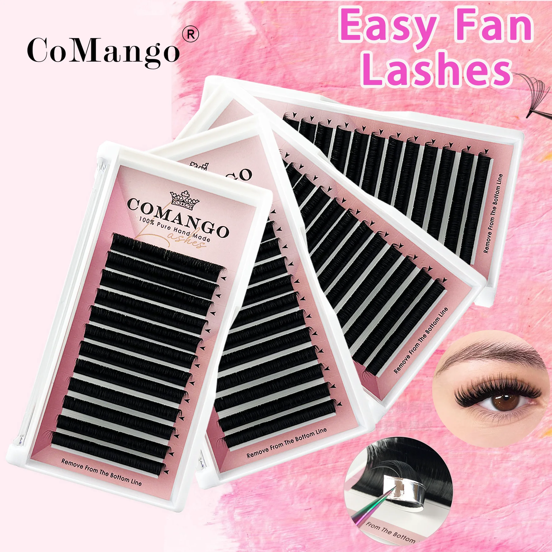 

CoMango Easy Fan Lashes Extension 3d/5d/7d/10d Faux Mink Blooming Eye-Lash Extensions C/D/DD Curl Makeup Flower Eyelashes