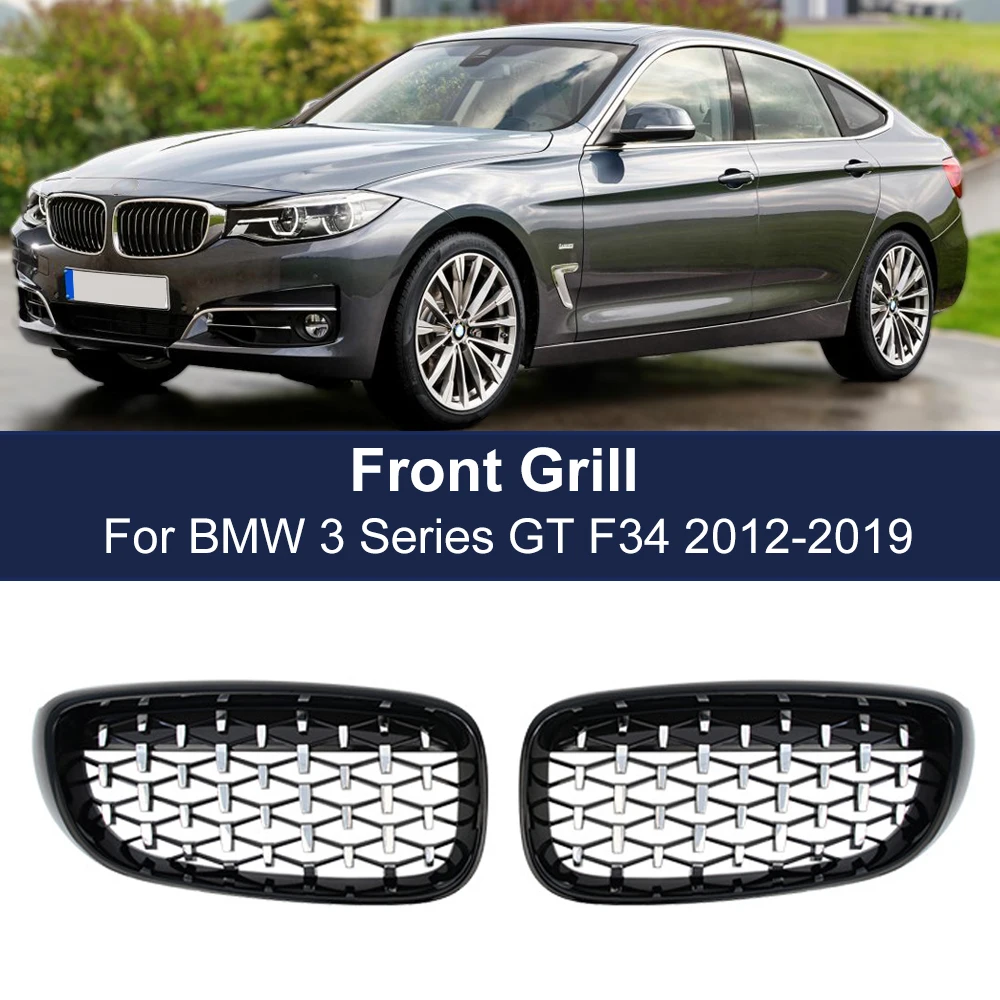 A-Pair-Front-Grille-Chrome-Diamond-Kidney-Grill-for-BMW-3-Series-GT-F34 ...