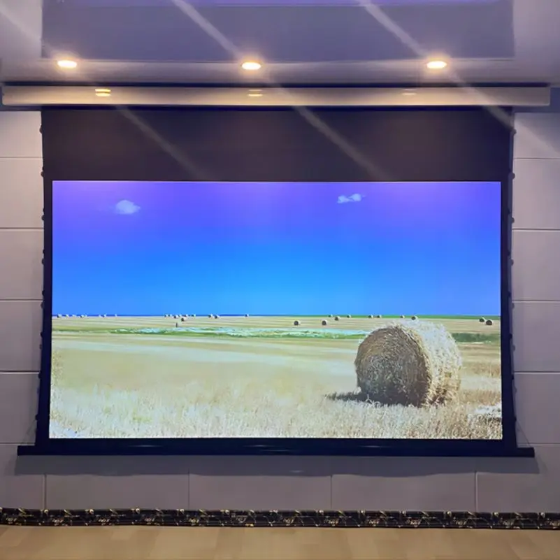 110 Inch 16:9 4K 8K UHD ALR Grey Screen Pull Down Motorized Tab Tension  Projection Screen For Normal Throw Projector