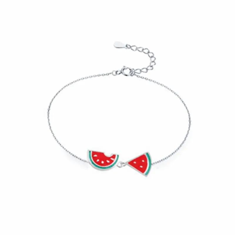 New Arrival Sweet Cute 925 Sterling Silver Watermelon Fruit Open Bracelets For Women Girl Jewelry Gift XB081