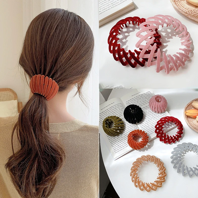 Hair Clip Bird Nest Shaped Magic Hair Holder Velvet Hair Ring Ball Head Hair Device High Ponytail Hair Artifact Accessories