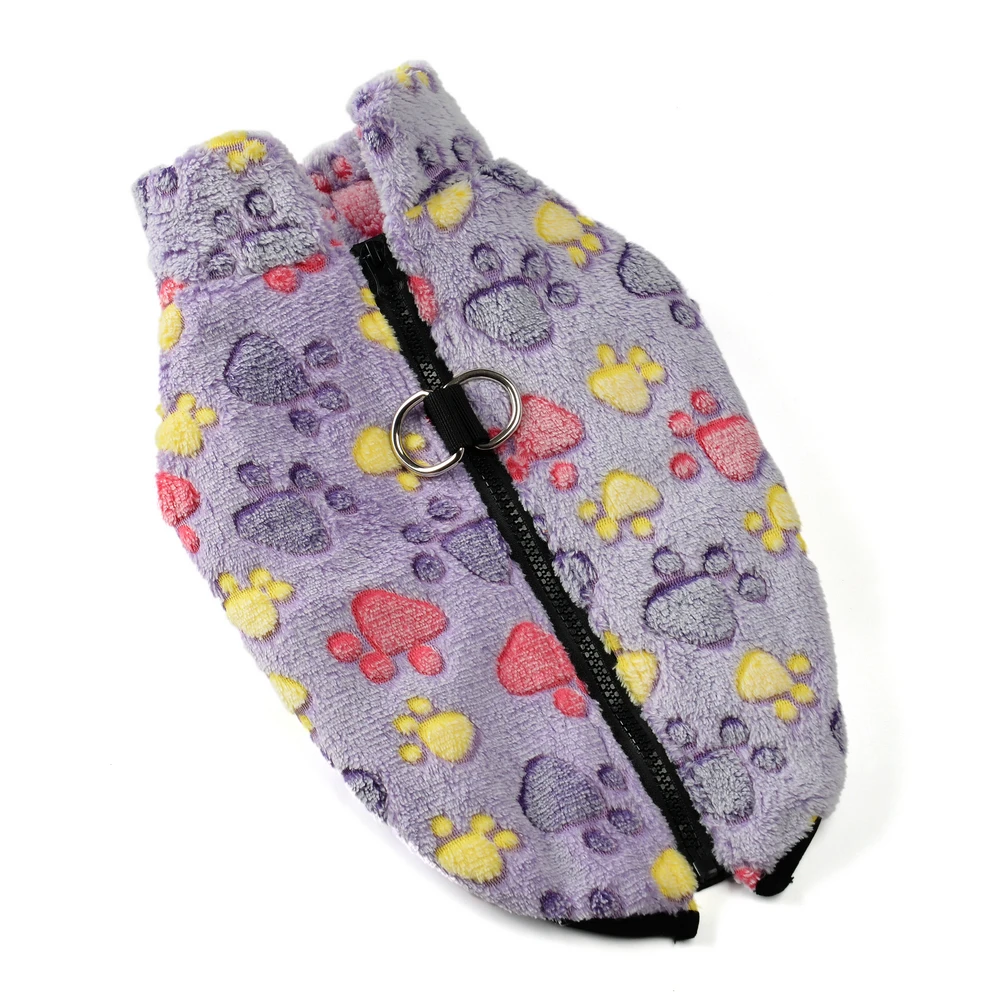 Dog Clothes Fleece Dog Clothes Winter Warm Puppy Jacket For Small Dogs Cats Sweater Coat With Zipper D Ring Cute Print Chihuahua Pet Outfits