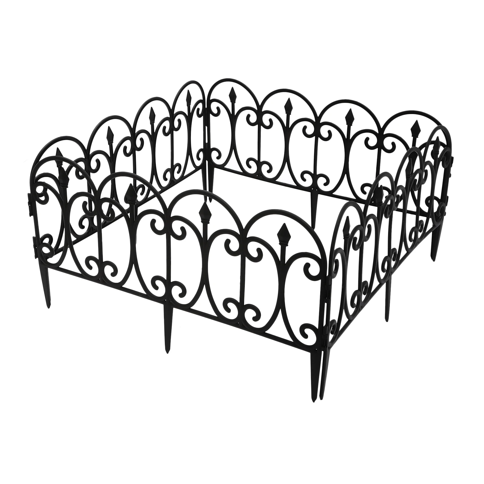 5 Stück 58 * 23 cm dekorativer Gartenzaun aus Kunststoff, schwarzer Gartenzaun für Gemüsegärten, Gärten, Bauernhöfe, Villen – Detail 5