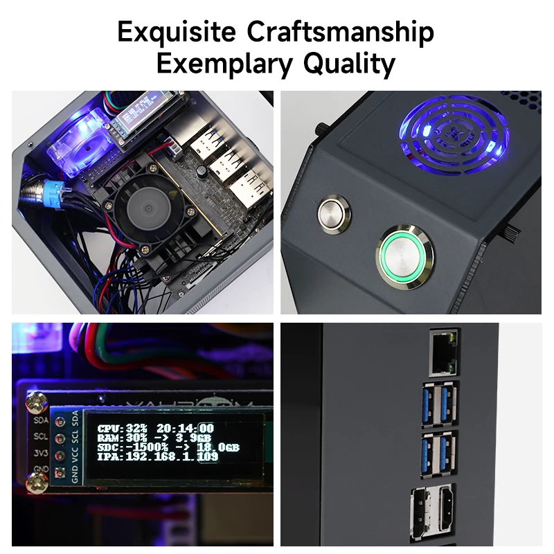 Jetson MINI 保護ケース OLED 冷却ファン付き RGB カラフルなライト
