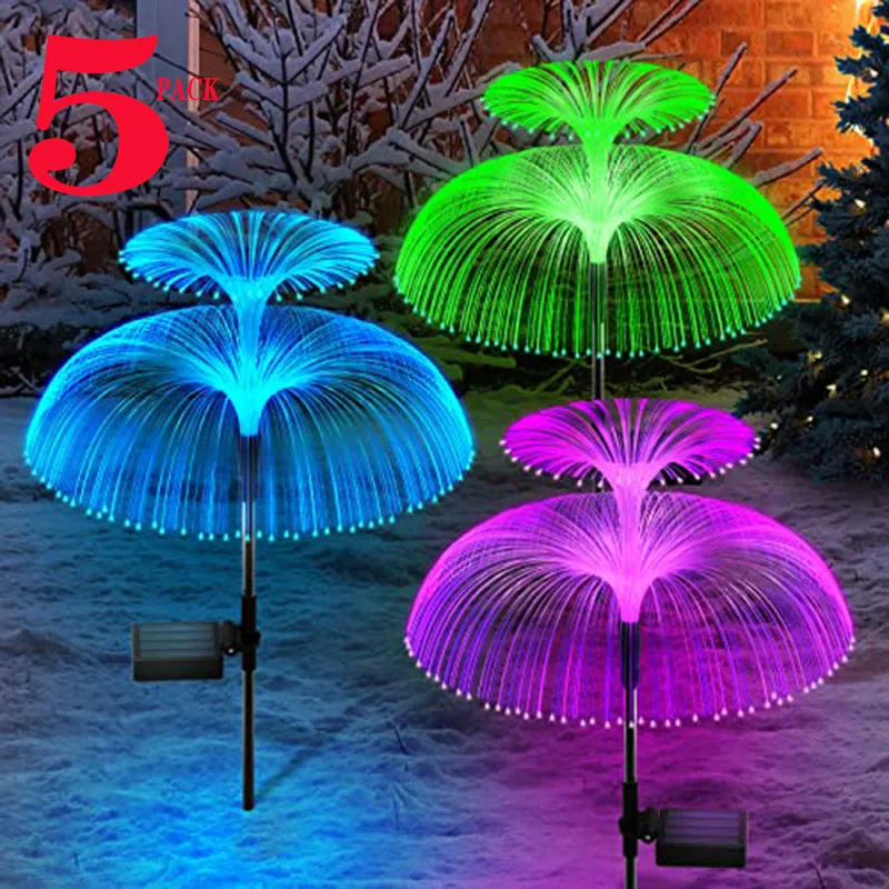 Double Layer Solar Jellyfish Lights Outdoor Lighting Jellyfish Lawn Light 7Color Changing