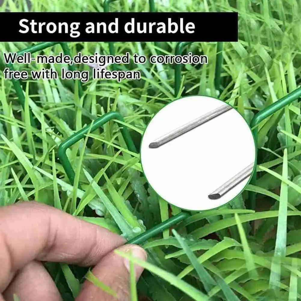 10pcs U-shaped Nails For Lawns U-Shaped Steel Garden Ground Lawn Turf Galvanised Peg Staple Fastening Nails U-type Garden Staple