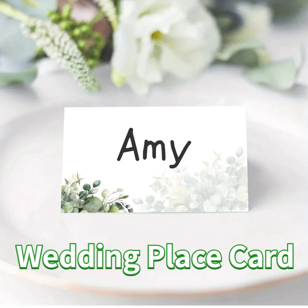 10/50/80pcs Wedding Seating Number Table Card Printed Plant Fresh Seat Name Place Cards Christmas Birthday Party Greeting Card