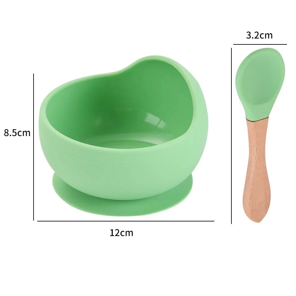 Pratos de Silicone Food Grade do bebê, alimentação Bowl Set, Monocromático, Waterproof Kids alimentação tigela com colher, Crianças Tableware Set