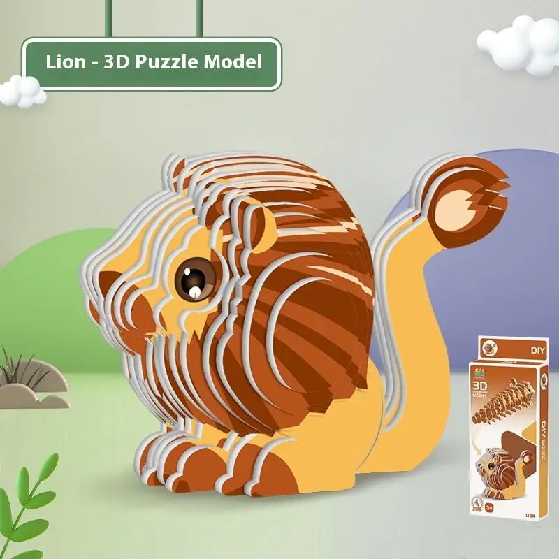 1세트 어린이 교육용 몬테소리 장난감 재미있는 DIY 수동 조립 입체 모델 동물 3D 종이 퍼즐 장난감