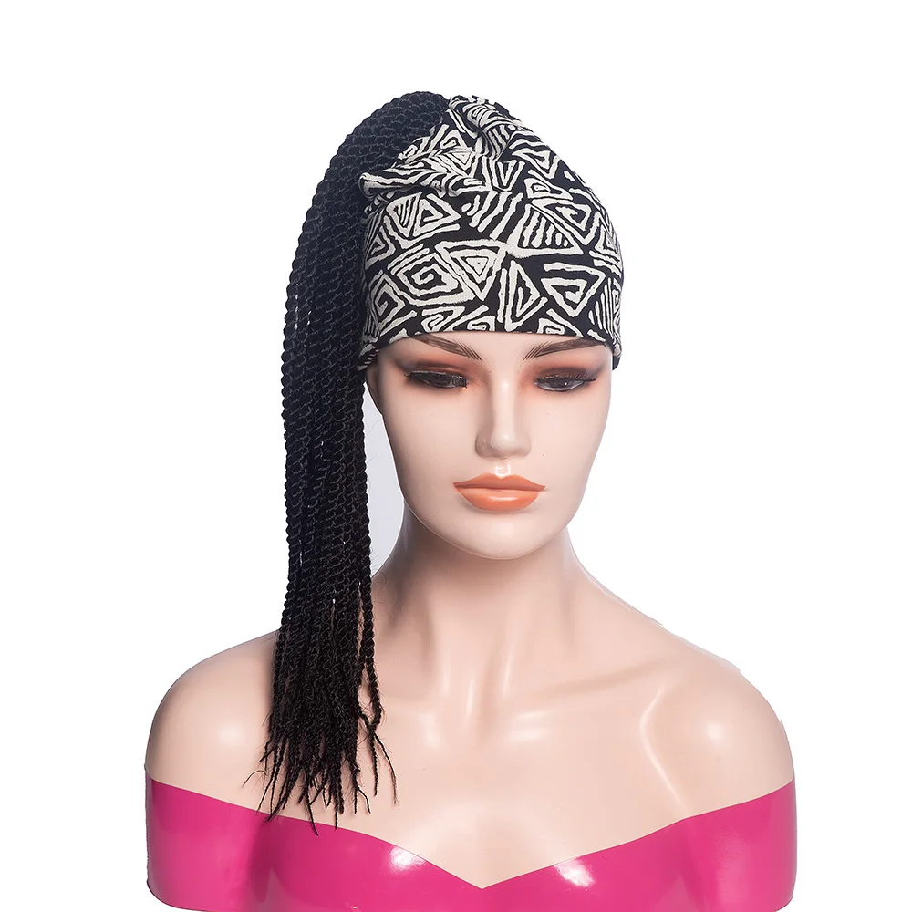 Synthetic Headband Wig Twist Braided Wigs Box Braided Women Braids Ponytail Hair Wigs Daily Use Party Cosplay Cap Heat Resistant