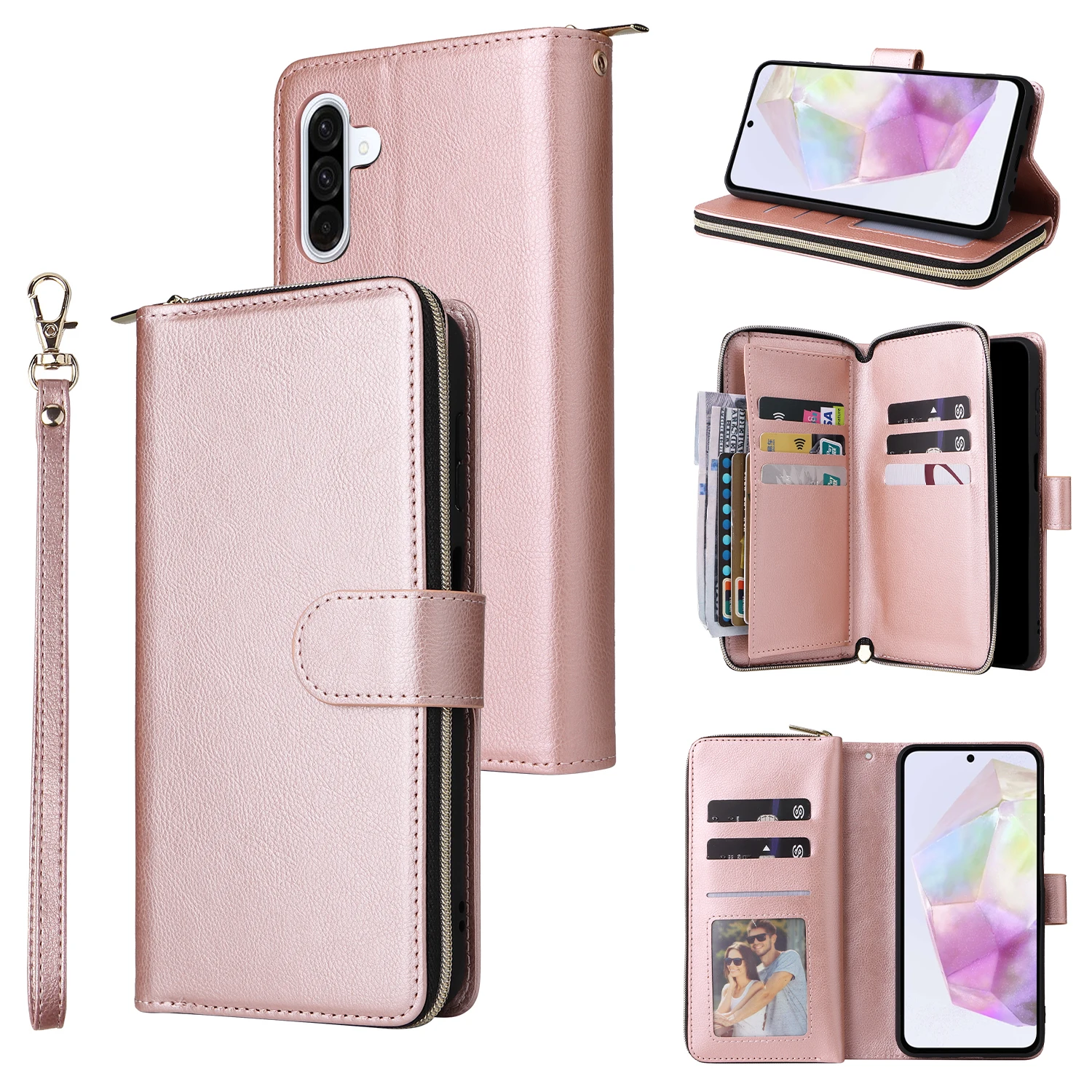 Zipper Wallet Phone Case - Stylish and Functional Protective Cover with Multiple Card Slots