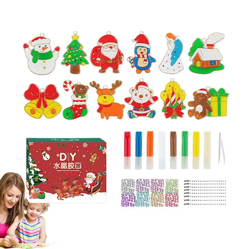 

Christmas DIY Crystal Paint Arts And Crafts Set Crystal Glue DIY Colored Pendant Painting Christmas Children's Gifts