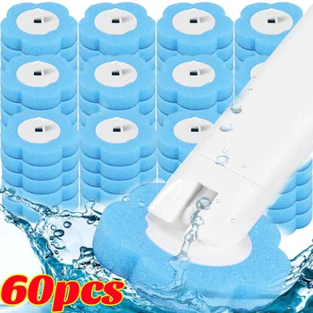 6/60 pezzi spazzola per WC usa e getta sostituzione testina per scopino dissolvente kit tampone per pulizia spazzola per bagno per la pulizia della casa 1