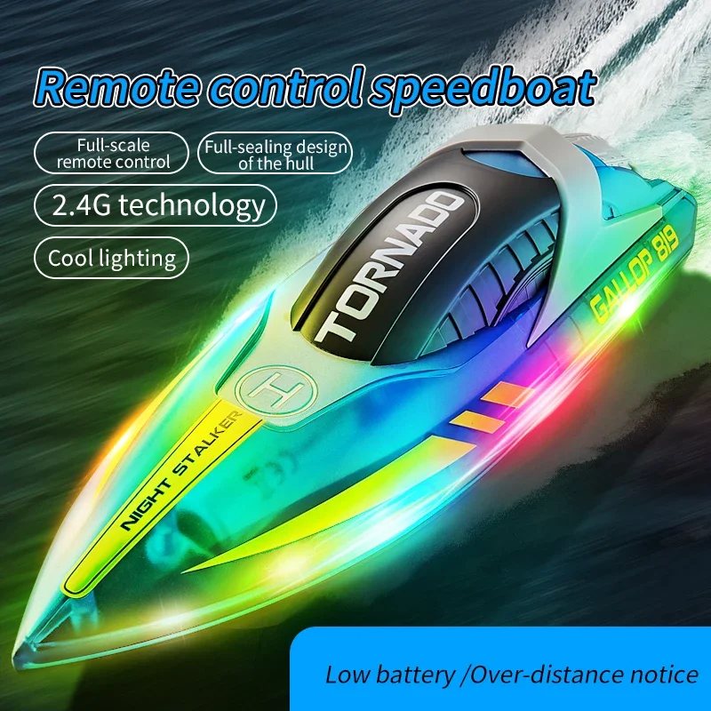 HJ819 Rc Boat Luminous 2.4Ghz 15Km/h High-Speed Led Light Remote Control Racing Ship Outdoor Water Speed Boat Children Model Toy