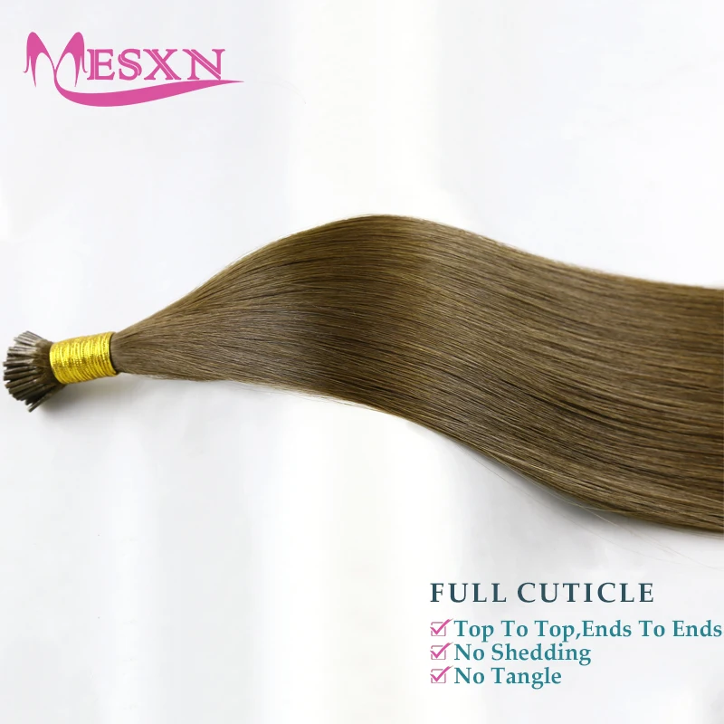 MESXN Virgin Hair Straight I Tip Hair Extensions Natural Real Human Fusion Keratin Capsule Brown Blonde Color TOP Quality