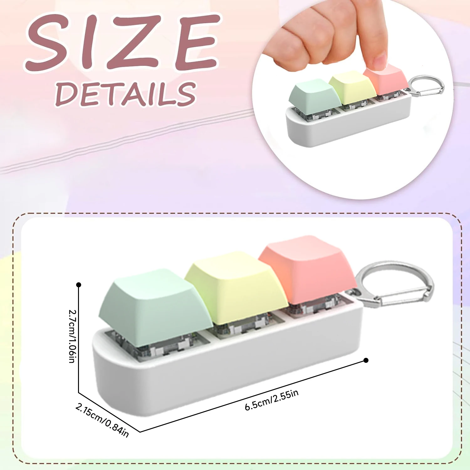 3 Keys Keycaps Keychain Sensory Fidget Anti Stress Toys
