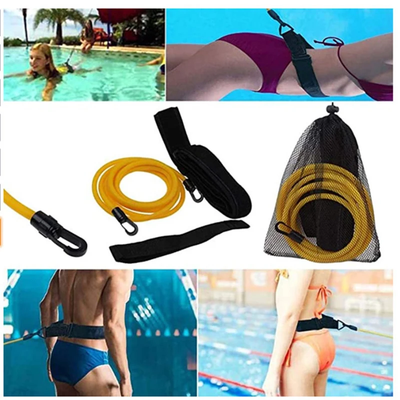1 Set Swim Training Belts Resistance Elastic Belt Training Leash Swimming Tether Stationary Harness Bungee Cords Resistance Band resistance bands swimming waistbelt