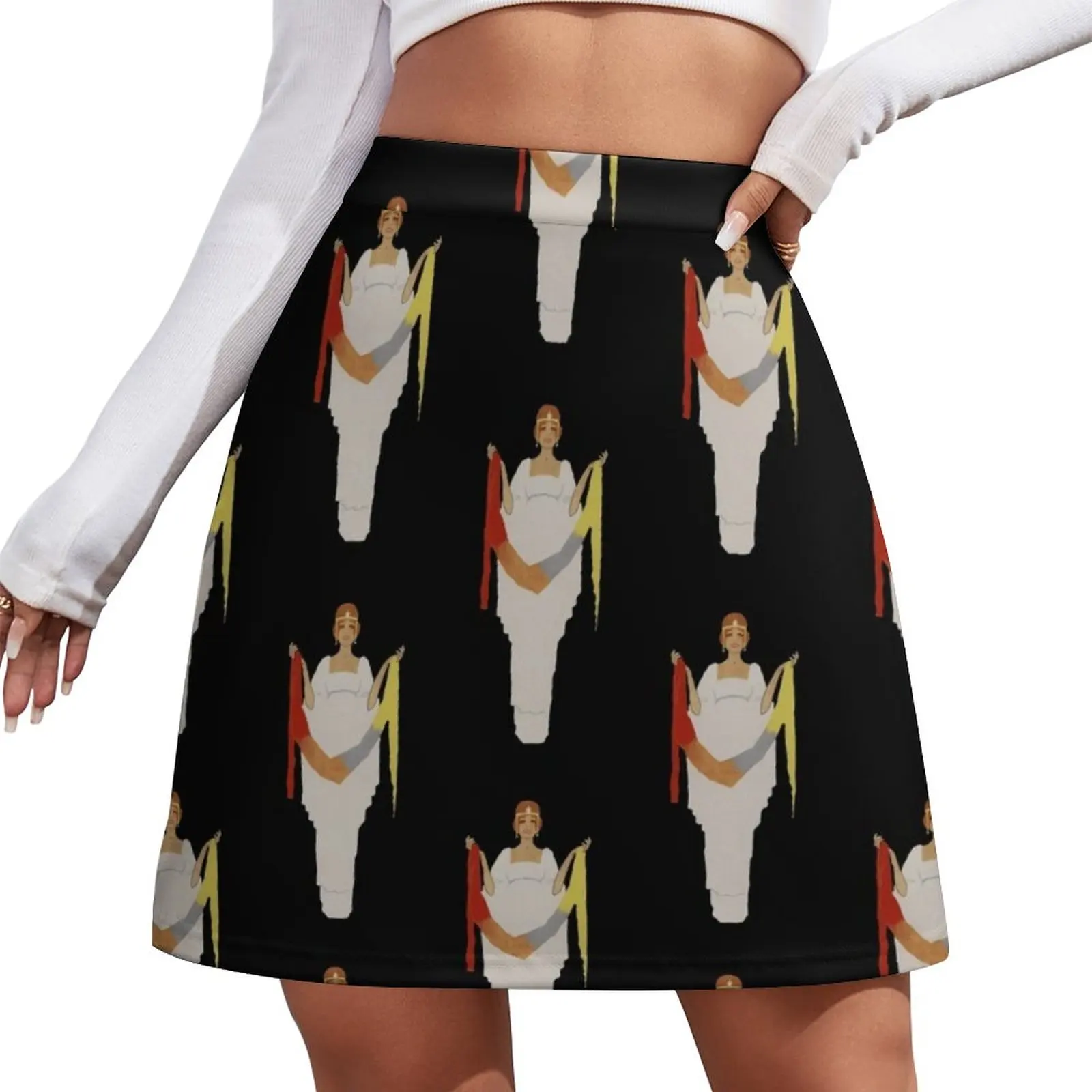 Art Deco Woman Holding Fabric Mini Skirt 90s aesthetic dresses summer woman 2024 sexy skirt