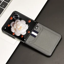 Premium Litchi Skin PU Leather Flip Case with Multiple Card Slots for Magic V Flip (Gray)