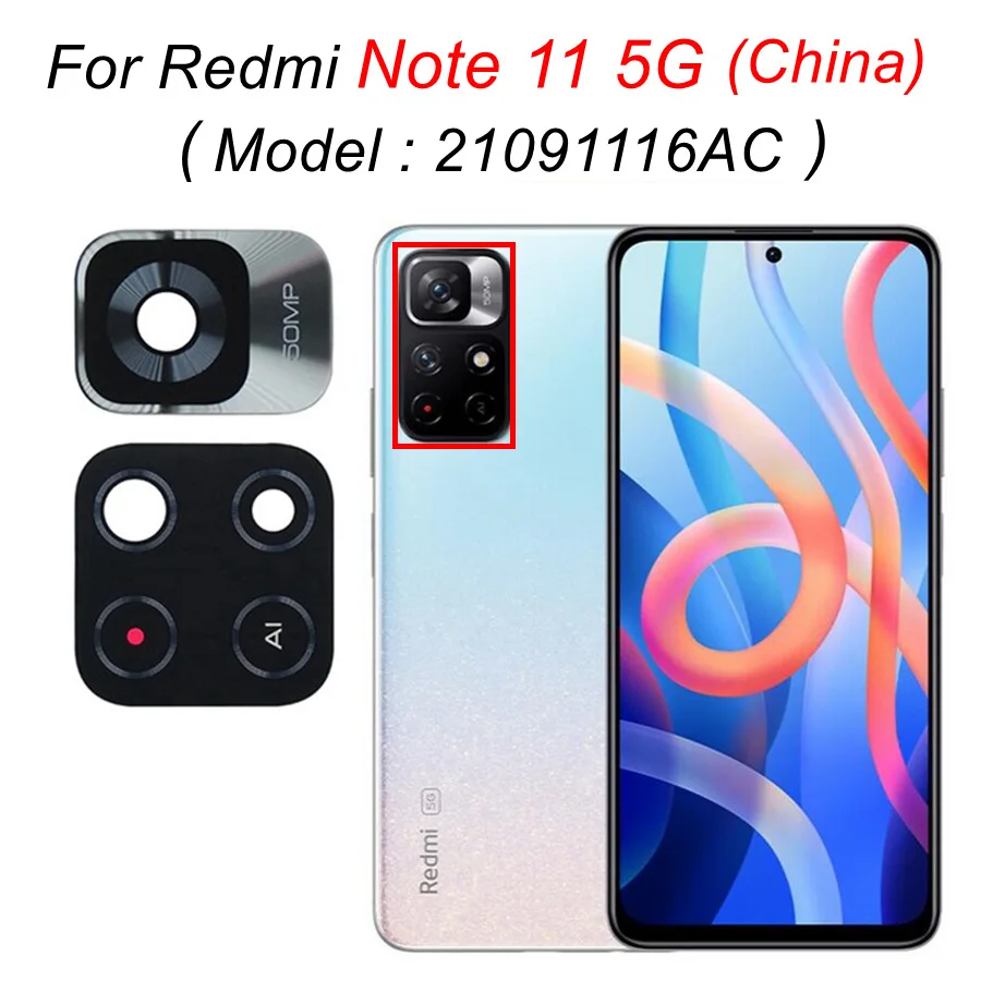 2pcs Main Back Camera Glass For Xiaomi Redmi Note 11 Pro+Plus 5G Rear Camera Glass Lens Cover Replacement For Redmi Note 11T 11S phone frame transparent Housings & Frames