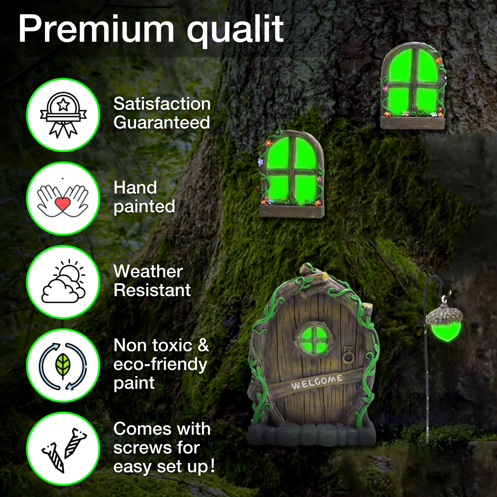 Miniature Fairy Gnome Window Door Figurines Elf Home For Yard Art Garden Sculpture Statues Decor Outdoor Decor Fairy Garden miniature figurines miniature ornament