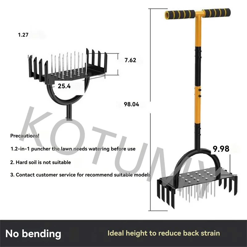 Heavy Duty Rasen Spike Belüfter Manuelle Boden Lösen Werkzeug Für Obstgarten Bauernhof Samen Pflanzen Gras Wurzel Belüftung Mit Kern Lagerung – Detail 3
